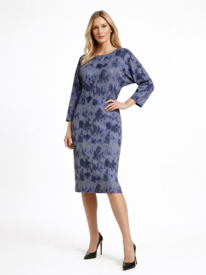 Sukienka kimono z ozdobnej dzianiny granat 352