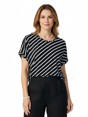 Bluzka kimono w paski, czarna 5182