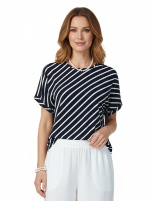 Bluzka kimono w paski, granatowa 5183
