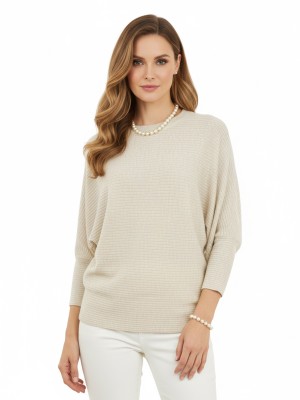 Bluzka kimono z dzianiny swetrowej, beżowa 7121