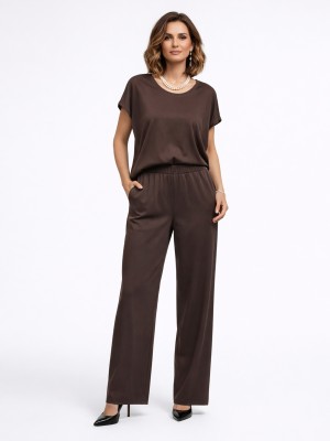 Spodnie z satyny brąz 0265
