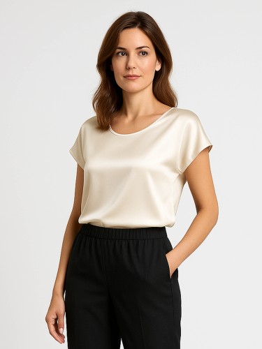 Bluzka kimono z satyny ecru 5237