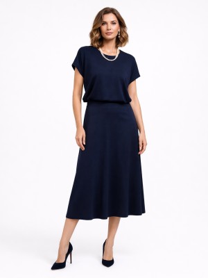 Spódnica trapezowa midi granatowa 285
