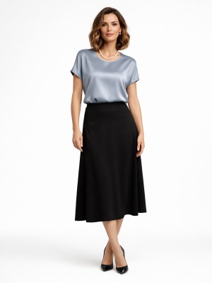Spódnica trapezowa midi czarna 287