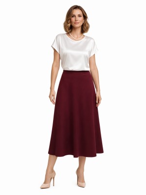 Spódnica trapezowa midi bordo 288