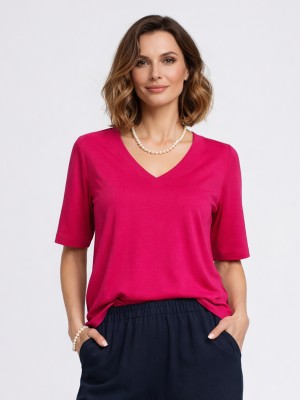 Bluzka z krótkim rękawem fuksja 1911