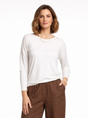 Bluzka kimono z długim rękawem, biała 7201