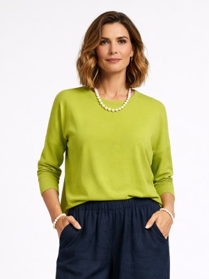 Bluzka kimono z długim rękawem, limonka 7202