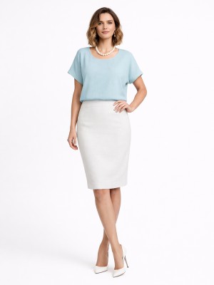 Spódnica z lnem, z podszewką, biały 253