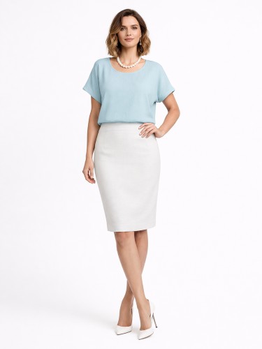 Spódnica z lnem, z podszewką, biały 253