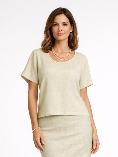 Bluzka kimono z lnem naturalny 5221