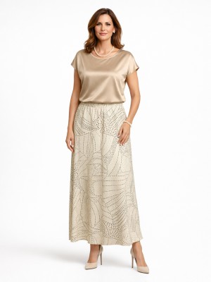 Spódnica trapezowa maxi, budyniowa 267