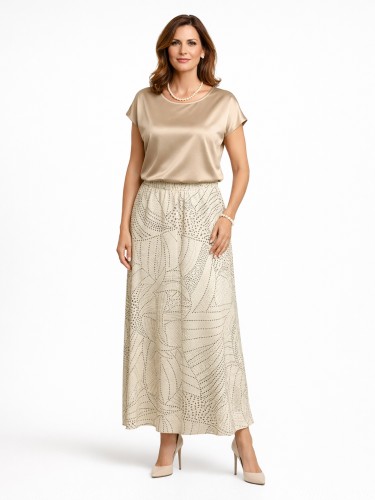 Spódnica trapezowa maxi, budyniowa 267