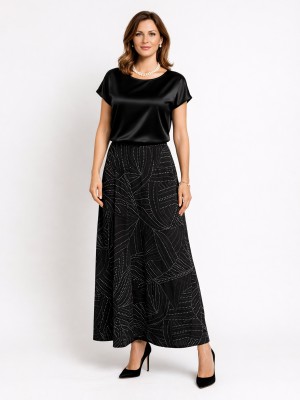 Spódnica trapezowa maxi czarna 268