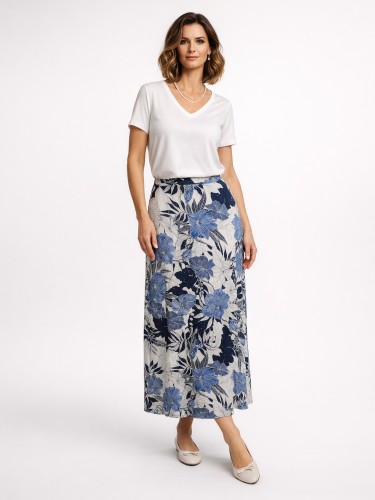 Spódnica trapezowa maxi kwiaty 269