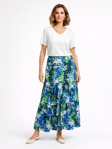 Spódnica trapezowa maxi kropki 271