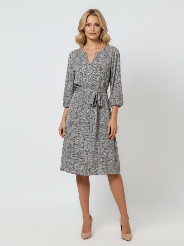 Sukienka z paskiem w kropki, niebieska 539