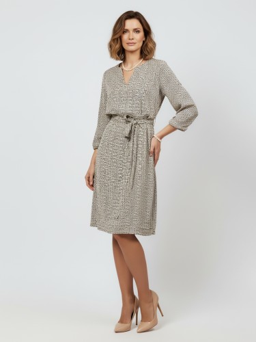 Sukienka z paskiem w kropki, zielona 540