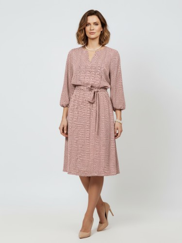 Sukienka z paskiem w kropki, czerwona 541