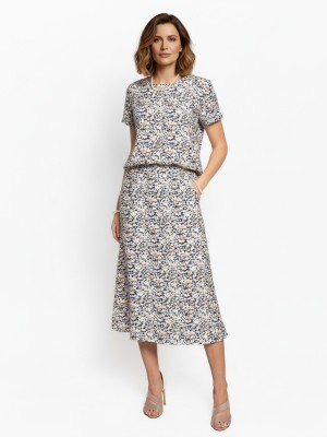 Spódnica trapezowa z elastycznym pasem drobne kwiaty 278