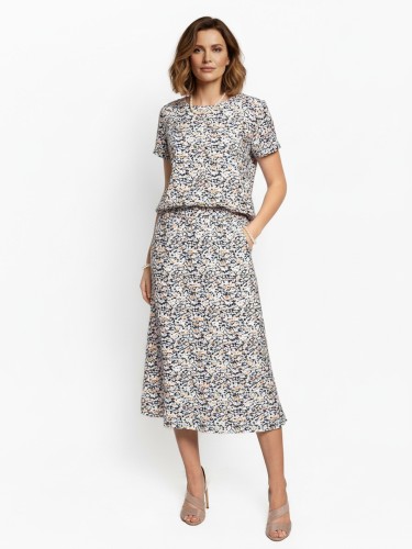 Spódnica trapezowa z elastycznym pasem drobne kwiaty 278