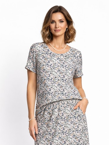 Bluzka z krótkim rękawem drobne kwiaty 5210