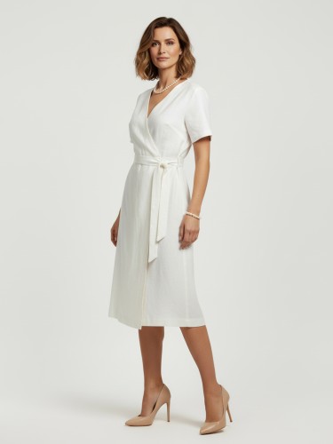 Sukienka kopertowa, biała 485