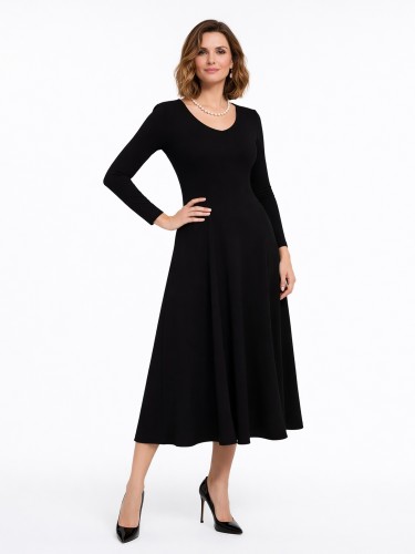 Sukienka rozkloszowana midi, czarna 538