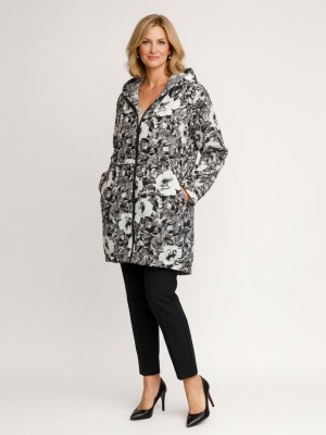 Kurtka oversize z kapturem w kwiaty 05