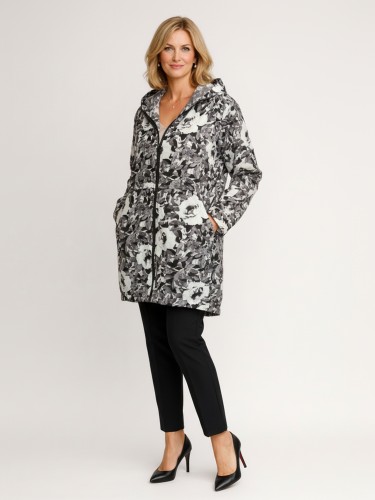Kurtka oversize z kapturem w kwiaty 05