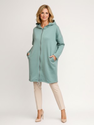 Bluza z kapturem długa miętowa 012