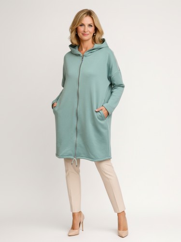 Bluza z kapturem długa miętowa 012