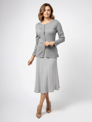 Spódnica trapezowa midi, jasny popiel 236