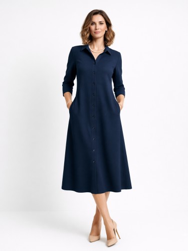 Sukienka koszulowa midi granatowa 645