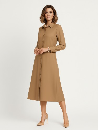 Sukienka koszulowa midi beżowa 646