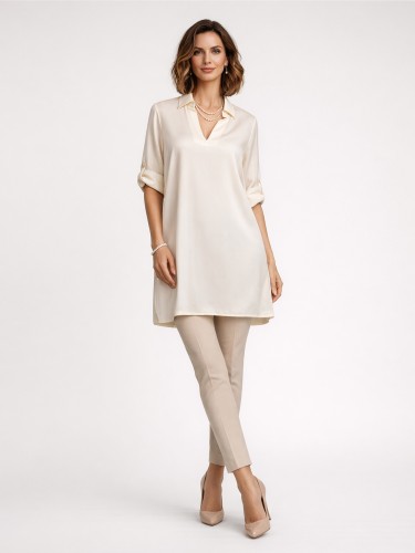Tunika z kołnierzem ecru 020