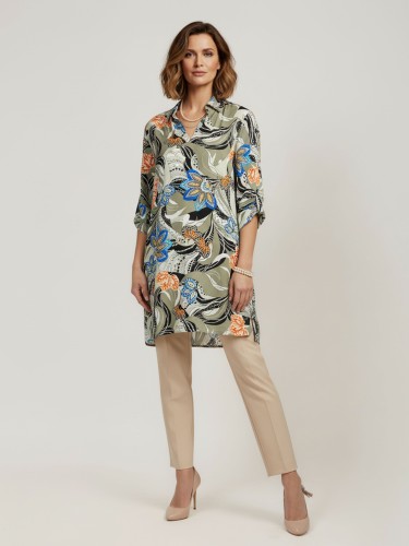 Tunika z kołnierzem khaki 017