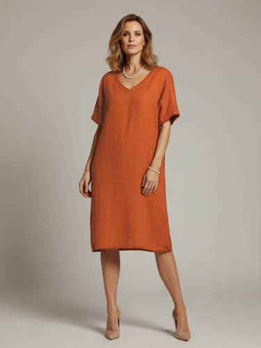 Sukienka kimono z lnem ceglana 651