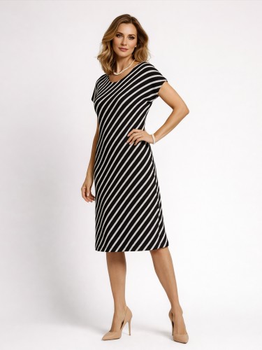 Sukienka kimono w paski, granatowa 639