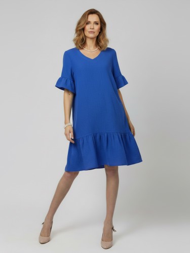 Sukienka z falbanami, chabrowa 581