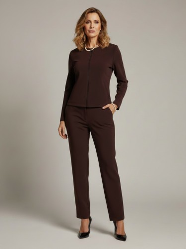 Spodnie klasyczne z prostymi nogawkami, brąz 0200