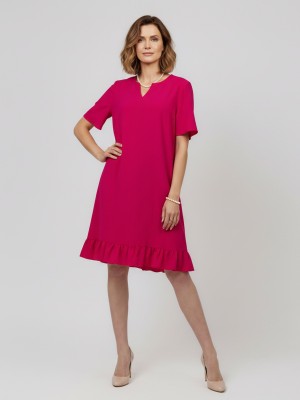 Sukienka z falbanką, fuksja 579