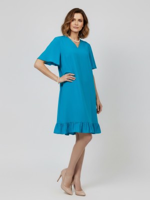Sukienka z falbanką, turkus 580