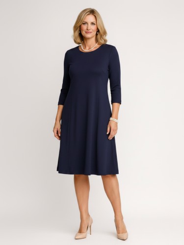 Sukienka trapezowa z miękkiej dzianiny granat 105