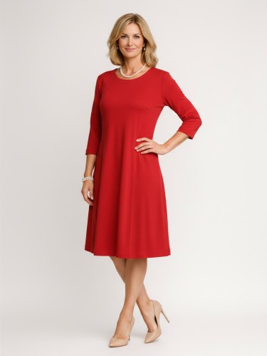 Sukienka trapezowa z miękkiej dzianiny czerwona 106