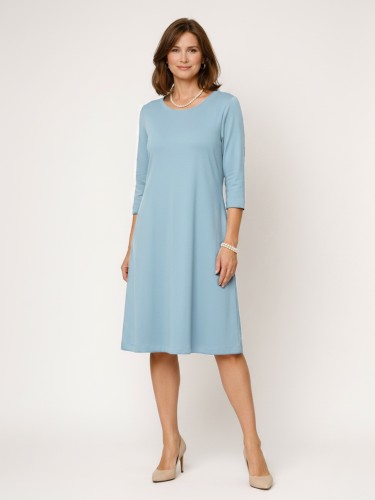 Sukienka trapezowa z miękkiej dzianiny niebieska 107