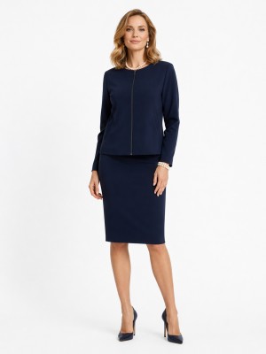 Spódnica ołówkowa z kieszeniami granatowa 273