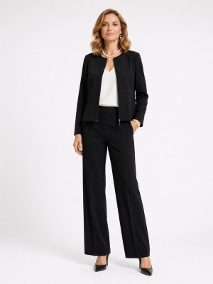 Spodnie klasyczne z prostymi nogawkami, czarny 0202