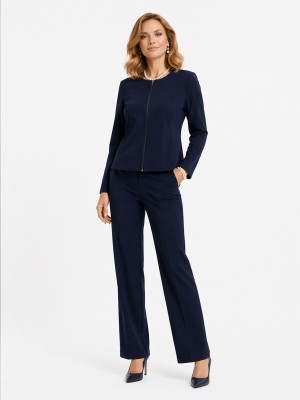 Spodnie klasyczne z prostymi nogawkami granatowe 0203