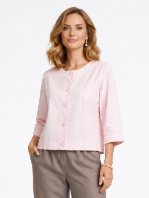 Bolerko z rękawem 3/4 różowe 6248